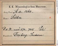 Etiketten zu Silber (NHMW-MIN-Aa1362)